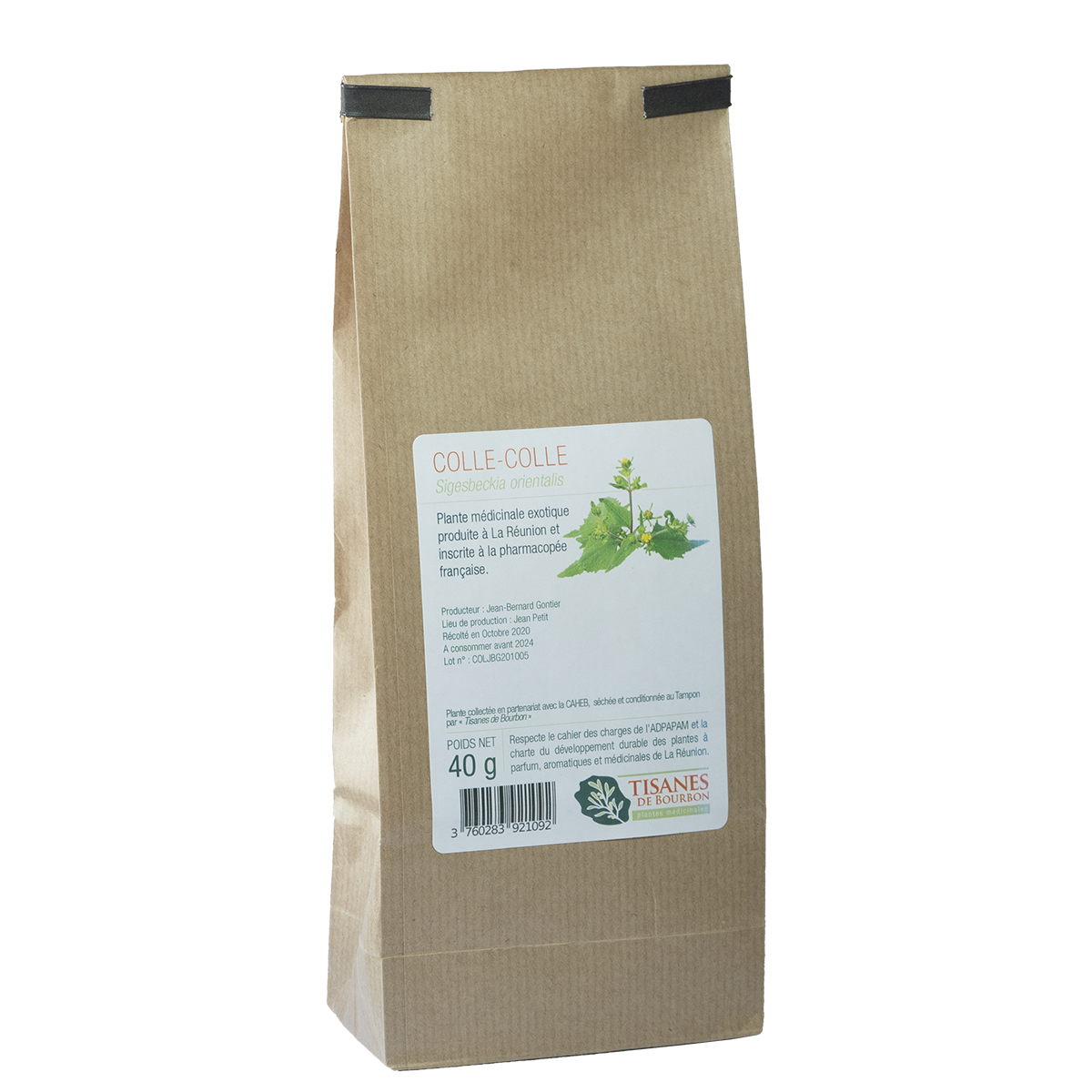 Colle-colle (Sigesbeckia orientalis), feuilles sches, sachet 40g   Tisanes de Bourbon